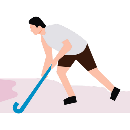 Boy playing hockey Illustration