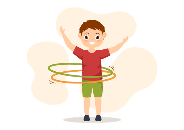 Boy Playing Hula Hoop Illustration
