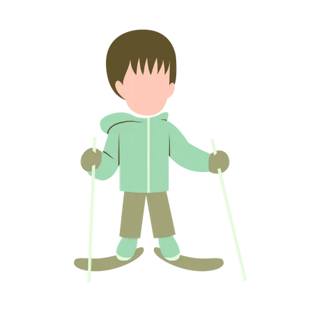 Little Boy Playing Ice Hockey Illustration