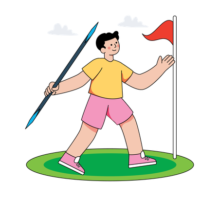 Boy playing javelin throw  Illustration