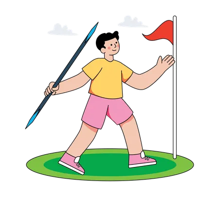 Boy playing javelin throw  Illustration