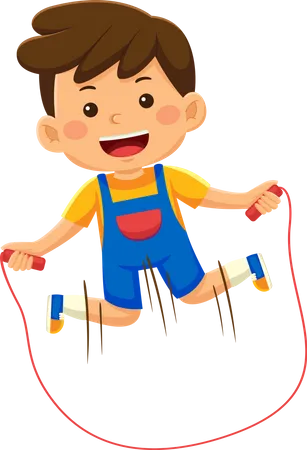 Boy Kids Playing Jump Rope Illustration