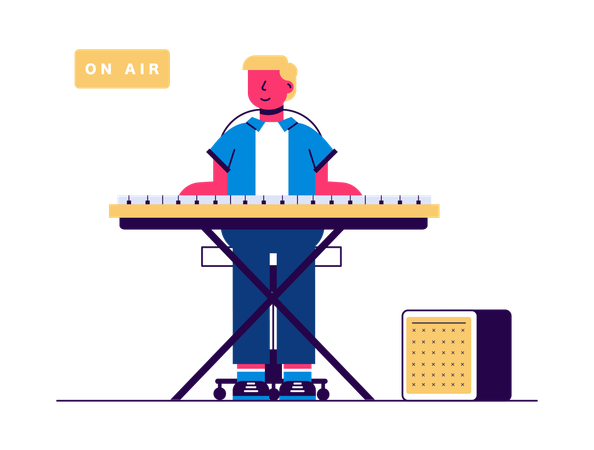 Boy playing keyboard  Illustration