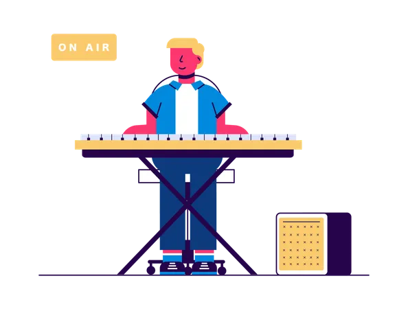 Boy playing keyboard  Illustration