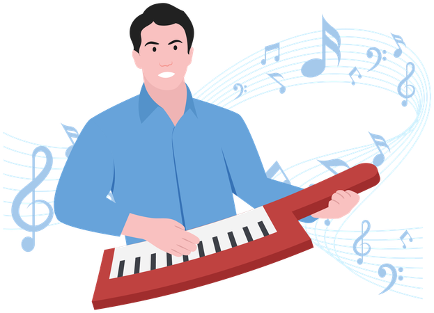 Boy playing keytar  Illustration