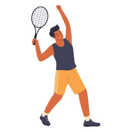Boy playing long tennis  Illustration