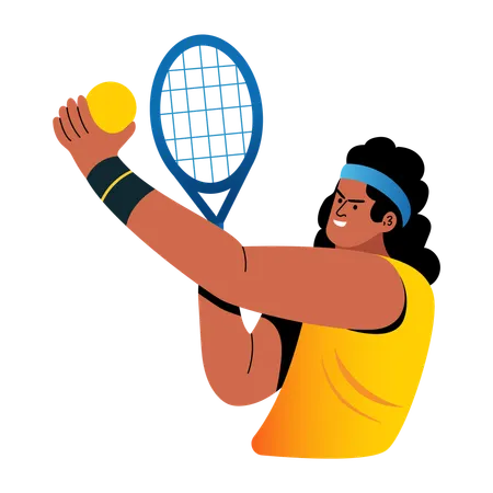 Boy playing long tennis  Illustration