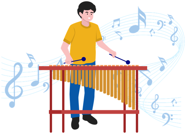 Boy playing Marimba  Illustration