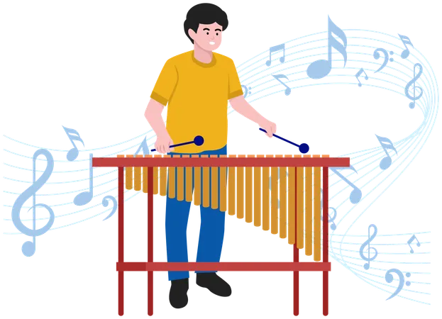 Boy playing Marimba  Illustration