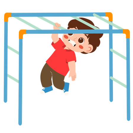 Boy playing on monkey bars  Illustration