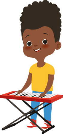 Boy Playing On Synthesizer  Illustration