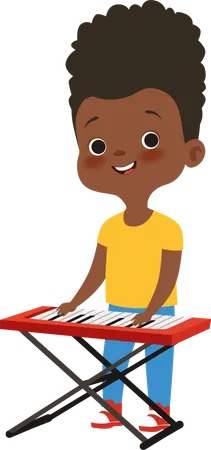 Boy Playing On Synthesizer  Illustration