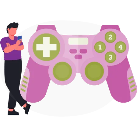 Boy  playing online video game  Illustration