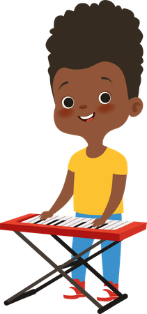 Boy Playing piano Illustration