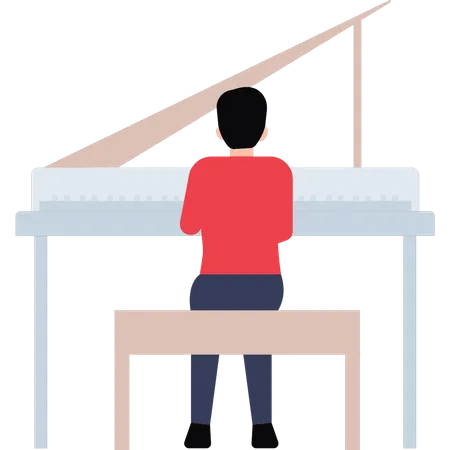 Boy playing piano  Illustration