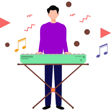 Boy playing piano  Illustration