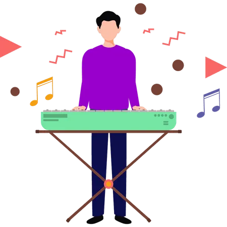 Boy playing piano  Illustration