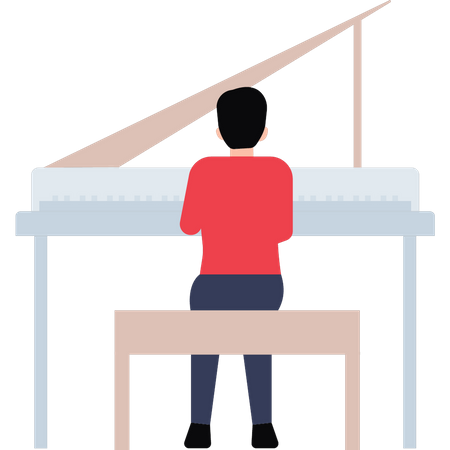 Boy playing piano  Illustration