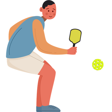 Boy playing pickleball  Illustration