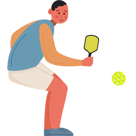 Boy playing pickleball  Illustration