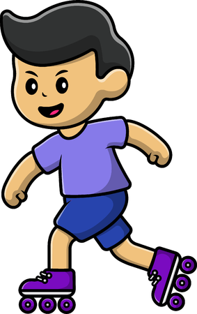 Boy Playing Roller Skate  Illustration