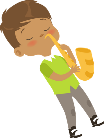 Boy playing saxophone Illustration