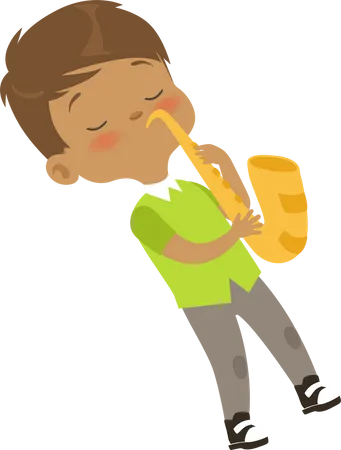 Boy playing saxophone Illustration