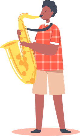 Boy Playing Saxophone  Illustration