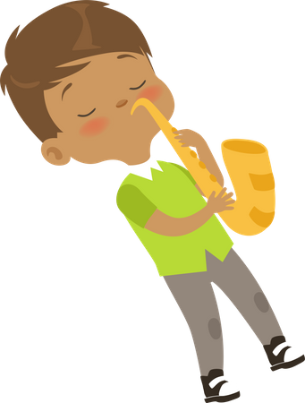 Boy playing saxophone  Illustration