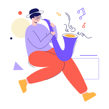 Boy playing saxophone  Illustration