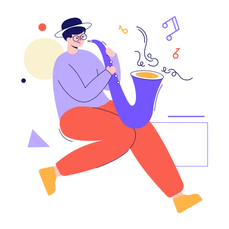 Boy playing saxophone  Illustration