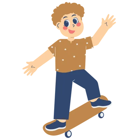 Boy Playing Skateboard  イラスト