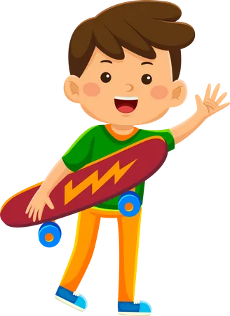 Boy Playing Skateboard  Illustration