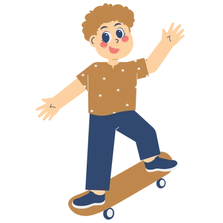 Boy Playing Skateboard  Illustration