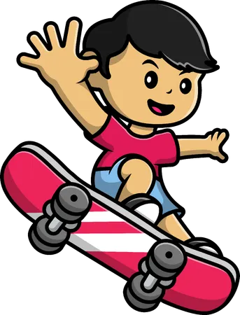 Boy Playing Skateboard  Illustration