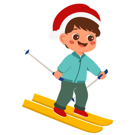 Boy Playing Ski  Illustration