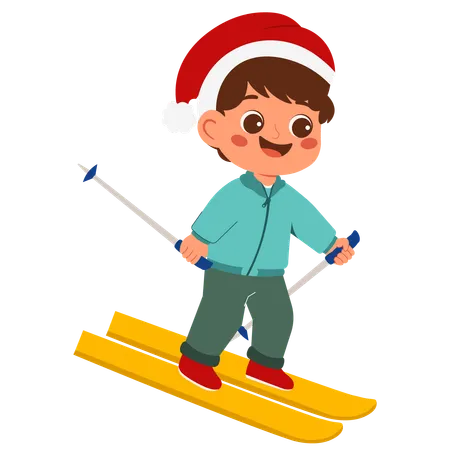 Boy Playing Ski  Illustration