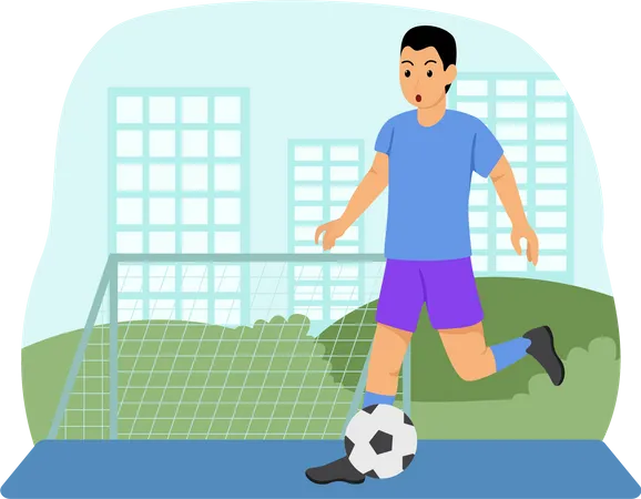 Boy Playing Soccer  Illustration