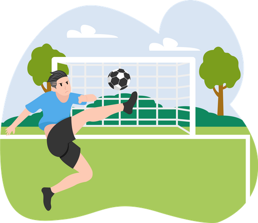 Boy Playing Soccer  Illustration