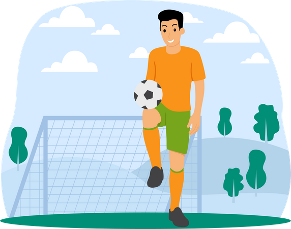 Boy Playing Soccer  Illustration