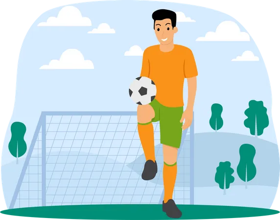 Boy Playing Soccer  Illustration