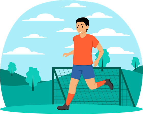 Boy Playing Soccer  Illustration