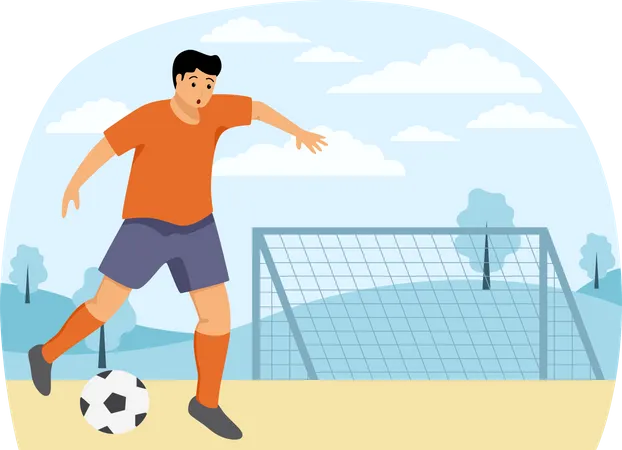 Boy Playing Soccer  Illustration