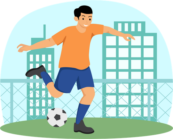 Boy Playing Soccer  Illustration