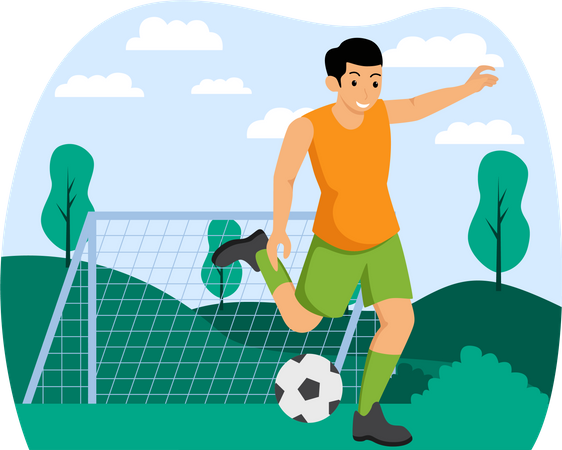 Boy Playing Soccer  Illustration