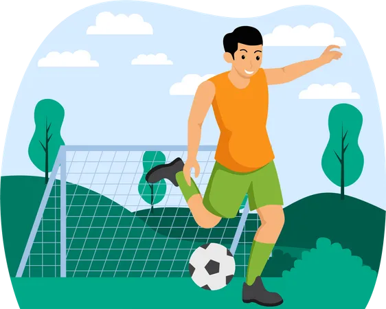 Boy Playing Soccer  Illustration