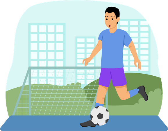 Boy Playing Soccer  Illustration