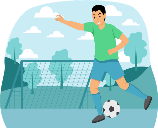 Boy Playing Soccer  Illustration