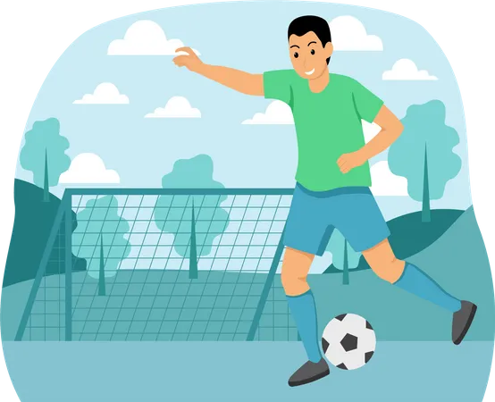 Boy Playing Soccer  Illustration