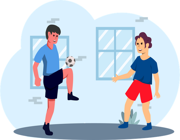 Boy Playing Soccer  Illustration